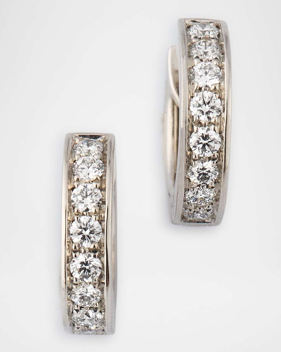Platinum Diamond Huggie Hoop Earrings